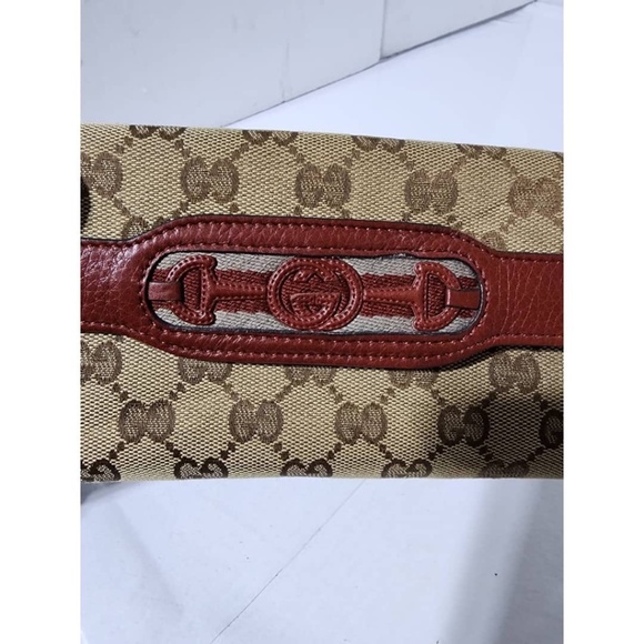 Authentic Gucci GG Canvas and Leather Continental Wallet Beige/Burgundy - Picture 7 of 16